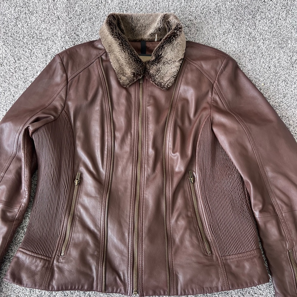 Wilson’s Leather Chocolate Brown Leather Buttery Soft Zip Up Jacket Women’s XL